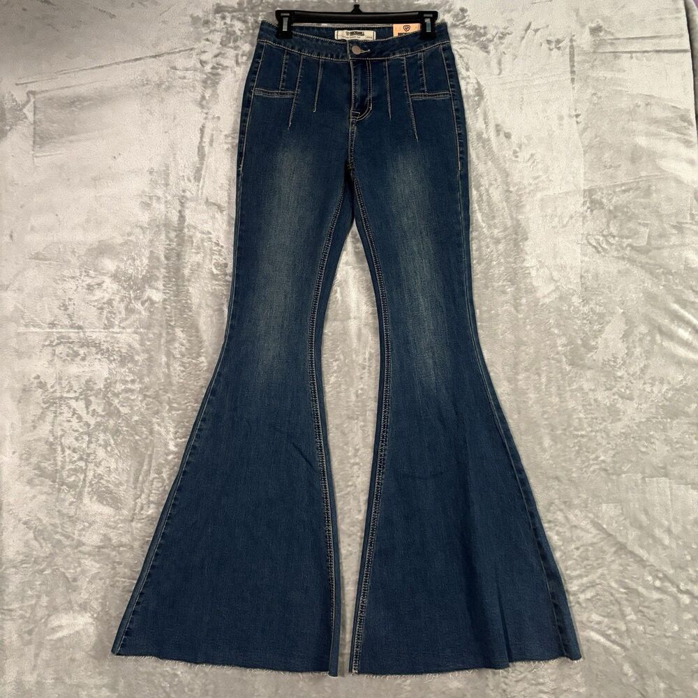 NWT Rock & Roll Denim Bargain Button Bell Bottoms Women's 26x36 High Rise Flare